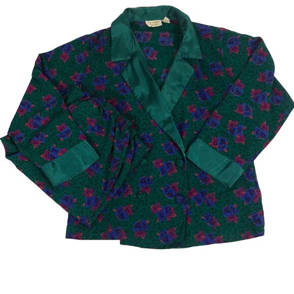 Vintage Victoria’s Secret Gold Label Floral Green Pajamas set size small * - Picture 1 of 12